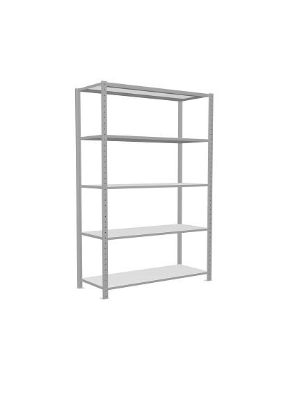 Schulte Grundregal, Steckregal MULTIplus150, 2000 x 1300 x 500 mm, 5 Fachböden, Kreuzstrebe, RAL 7035 lichtgrau, 32650-130