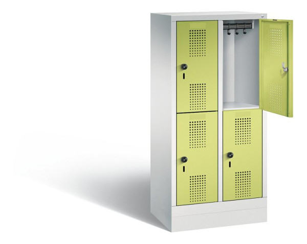 C+P Kindergarten-Spind doppelstöckig Evolo, H1300xB610xT300mm, Farbe: Lichtgrau / Viridingrün, 483203-20 S10037