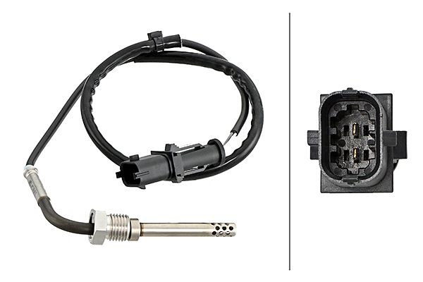 HELLA Sensor, Abgastemperatur, 2-polig, geschraubt, Kabel: 505mm, 6PT 358 181-721
