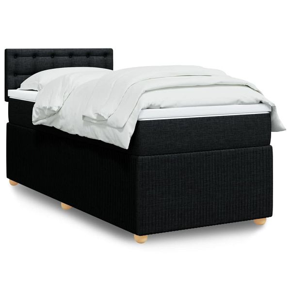 vidaXL Boxspringbett mit Matratze Schwarz 90x190 cm Stoff, 3289627