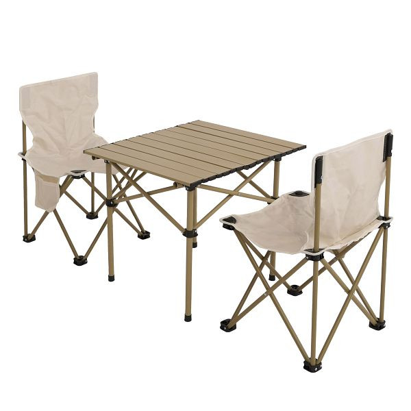Mendler Campingset HWC-N50, Tisch 2x Stuhl Klappstuhl Anglerstuhl faltbar, Metall, weiß, 106428