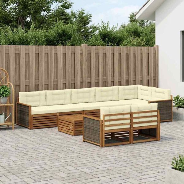 vidaXL Outdoor-Sofagarnitur mit Kissen 9-teilig, 3383528