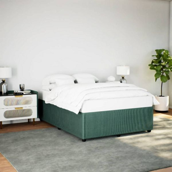 vidaXL Bettgestell ohne Matratze Dunkelgrün 140x190 cm Samt, 3285009