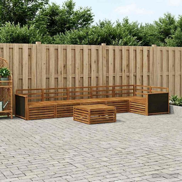vidaXL Outdoor-Sofagarnitur 7-teilig Natur 79 x 79 x 37 cm, 3383432