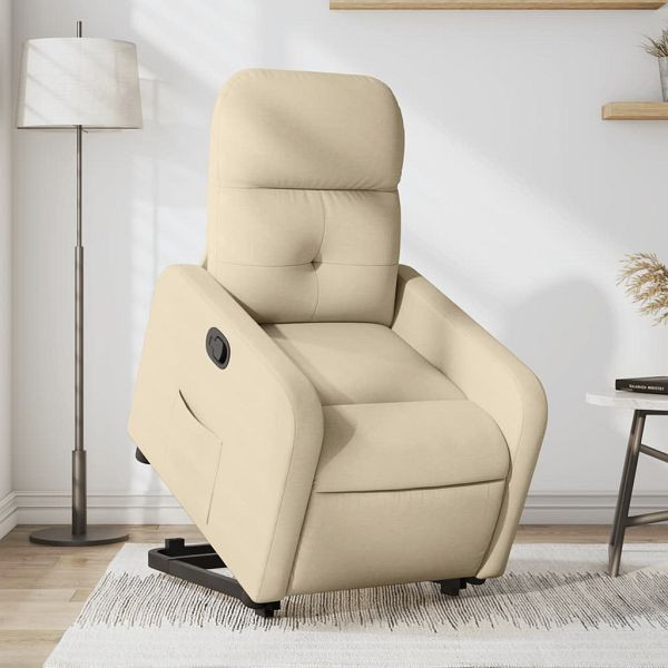 vidaXL Relaxsessel mit Aufstehhilfe Creme Stoff, 3206803