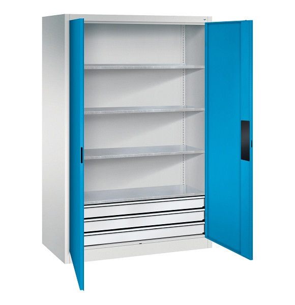 C+P Werkzeugschrank Acurado, H1950xB1200xT600mm, 7035/5012, 3 Einlegeböden, Traglast 110 kg, 8932-523 S10173