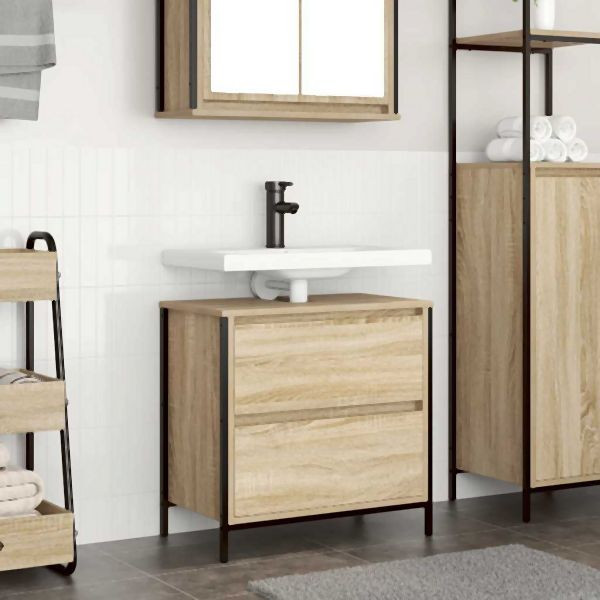 vidaXL Waschbeckenunterschrank mit Schubladen Sonoma-Eiche, 861883
