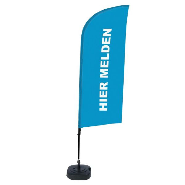 Showdown Displays Beachflag Alu Wind Komplett-Set Hier Anmelden Blau Niederländisch, BFAW310-WT21-I116