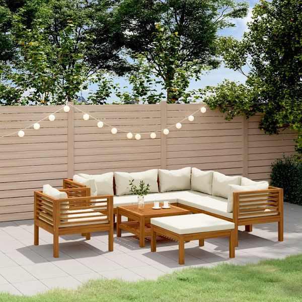 vidaXL 8-teilig Garten-Lounge-Set mit Creme Kissen Massivholz Akazie, 3086939