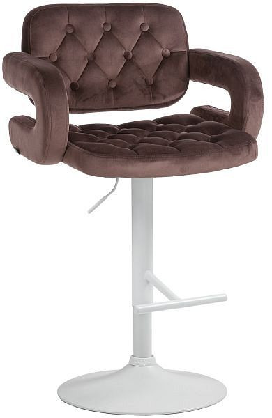CLP Barhocker Dublin Samt weiß, braun, 323523, 4255716309084