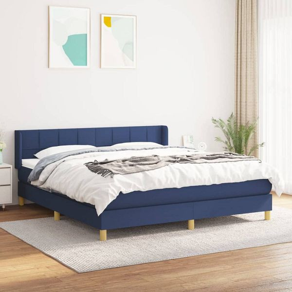 vidaXL Boxspringbett mit Matratze Blau 180x200 cm Stoff, 3130295