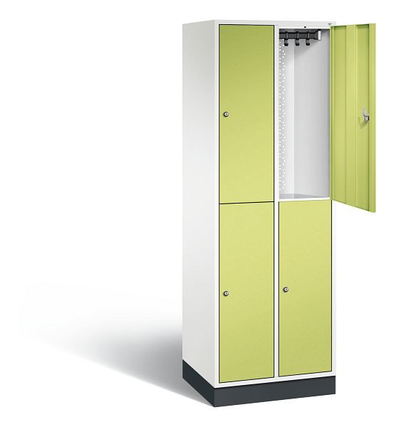 C+P Spind doppelstöckig Intro, H1950xB620xT490mm, Farbe: Verkehrsweiß / Viridingrün, 8270-201 S10092