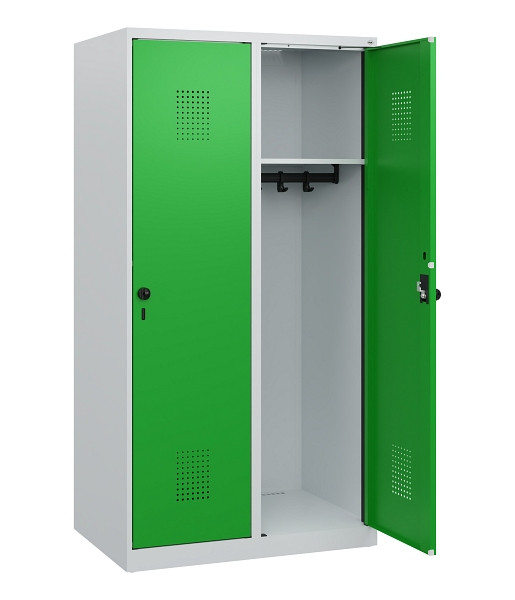 C+P Spind Evolo PLUS, 2 Abteile, 1530x800x500mm, 7035/6037, Drehriegel, 0490005-22 S10011