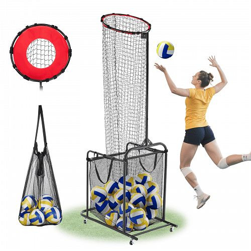 VEVOR Volleyball Trainingsnetz, verstellbar, tragbar mit Wagen, Rädern & Tragetasche, für Aufschlag & Schmettertraining, PQXLWKQKKQK4Q7M69001V0