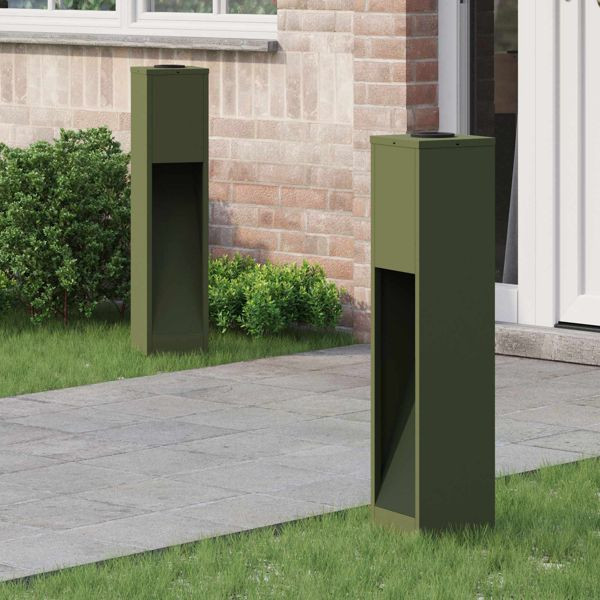 vidaXL Solar LED Wegeleuchte 2 pcs Olive Grün Kalt gewalzter Stahl, 879719