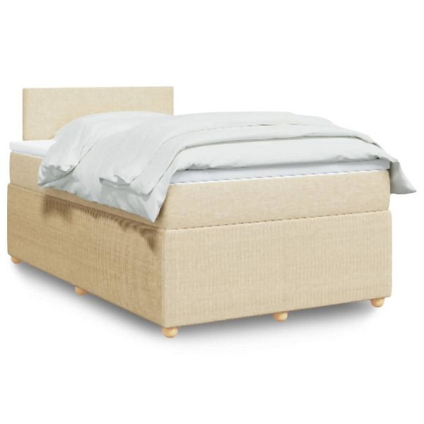 vidaXL Boxspringbett mit Matratze Creme 120x200 cm Stoff, 3289721