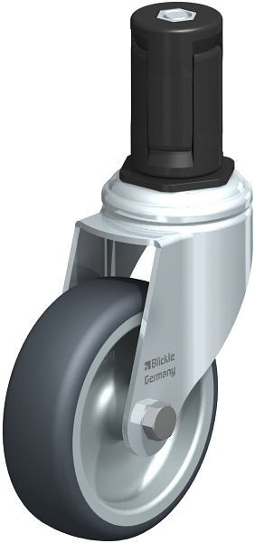 Blickle LKRA-TPA 101G-11-ER15 Apparate-Lenkrolle mit Expander, Thermoplastisches Gummi-Elastomer, Grau, 845495