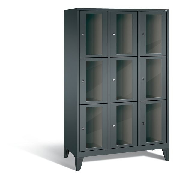 C+P Schließfachschrank Classic, 9 Fächer, H1850xB1200xT500 mm, Anthrazit, 8010A323 S10024