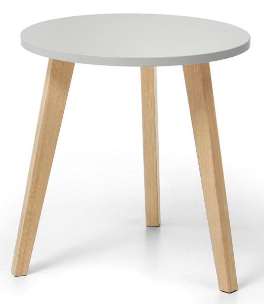 Deskin Beistelltisch OAK, Dekor lichtgrau, Beine Eiche massiv, D 650 x H 630 mm, 293271