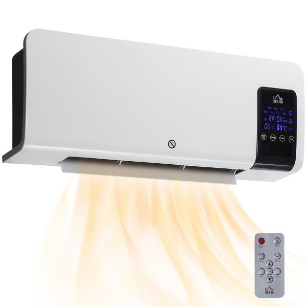 HOMCOM Elektro-Heizung, Wandmontage, Schwingfunktion, 2 Modi, Timer, LED-Anzeige, Weiß, 820-294V90WT