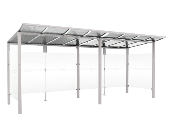 Procity Wartehalle Modulo - Mit Seitenverkleidungen, Farbe RAL 7044, Maße: Breite 5000 x Höhe 2250 x Tiefe 2000 mm, 529671.7044