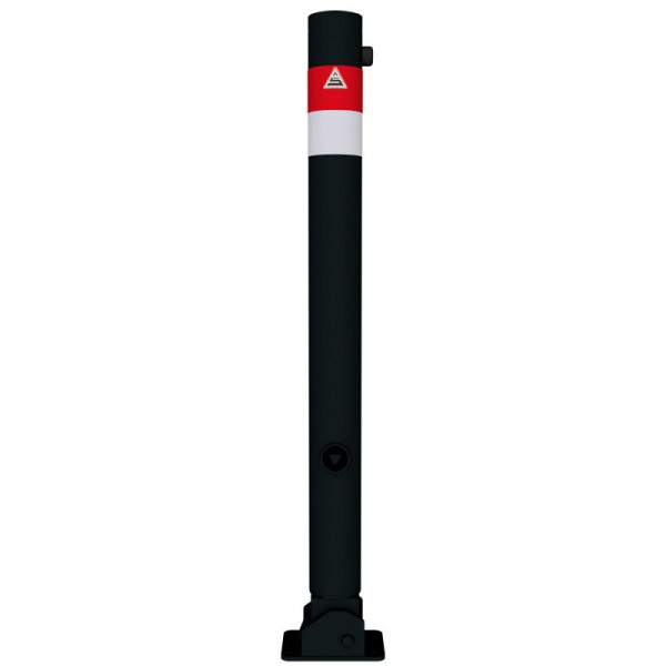 STEIN HGS Absperrpfosten Ø 76 mm, schwarz matt, Gesamtlänge 917 mm, rot,weiß, umlegbar, zum Aufdübeln inkl. Dreikantschlüssel, 80476.0011