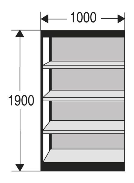 Kerkmann Büro-Regal Progress 2000, B 1000 x T 400 x H 1900 mm, schwarz/lichtgrau, 50221215