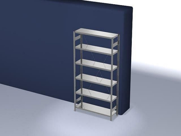 hofe Fachboden-Grundregal, 2500x400x1300 mm, 6 Fachebenen, verzinkt, 215 kg Fachlast, 2500 kg Feldlast, einseitige Bedienung, HZG25413XM