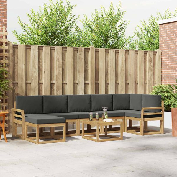 vidaXL Outdoor-Sofagarnitur 8-teilig Weiß und Anthrazit Polyester, 3387981
