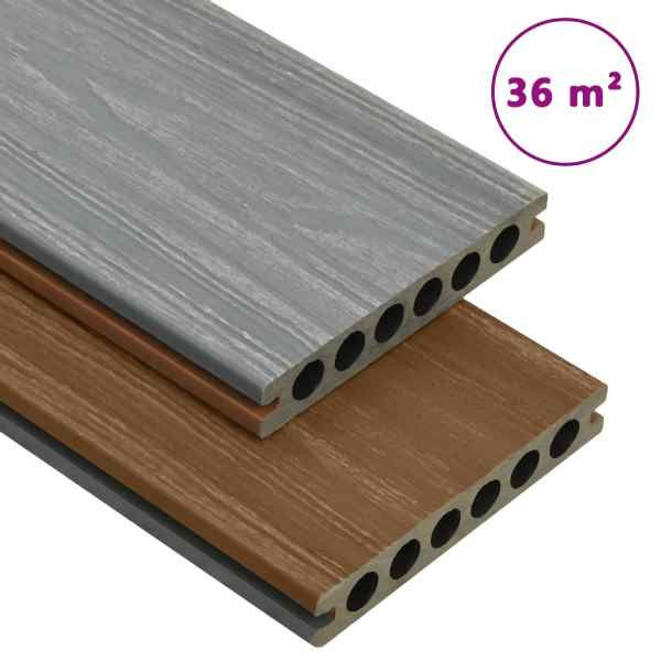 vidaXL WPC Terrassendielen mit Zubehör Braun und Grau 36 m² 2,2 m, 3070468