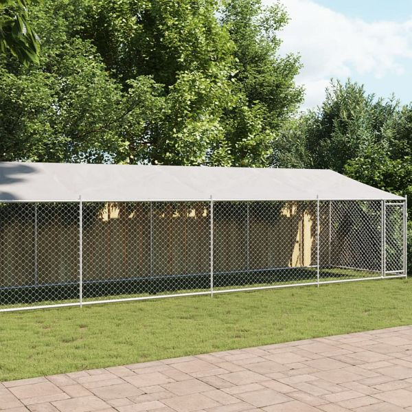 vidaXL Hundezwinger mit Dach und Tür Grau 10x2x2 m Verzinkter Stahl, 3209571