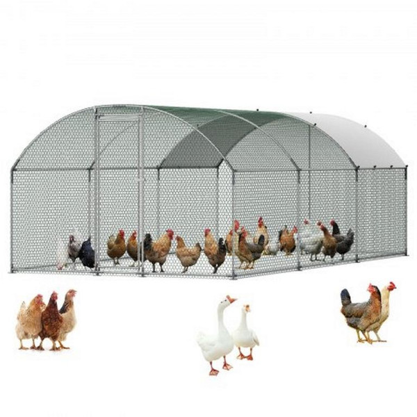 VEVOR Hühnerstall 3x6x2 m, begehbar, mit Abdeckung, Doppeldach & Sicherheitsschloss, für Geflügel, Enten & Kaninchen, JSJS362MYDDMJKCOH001V0