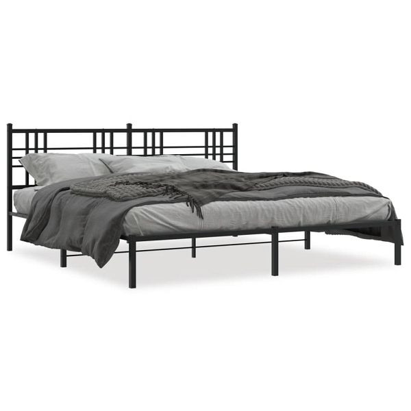 vidaXL Bettgestell mit Kopfteil Metall Schwarz 183x213 cm, 376329