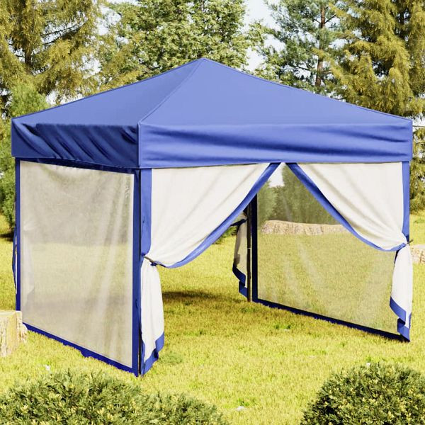 vidaXL Partyzelt Faltbar mit Seitenwänden Blau 3x3 m, 93528