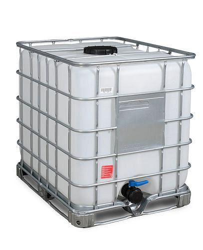 DENIOS Recobulk IBC Container, Stahlrahmen, 1000 l, Öffnung NW225, Auslauf NW80, 266185