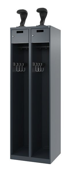 C+P Feuerwehrspind Evolo, Modell PRAKTUS, 2 Abteile, H1850xB600xT500 mm, Anthrazit, Helmhalter, 0492015-20 S10004