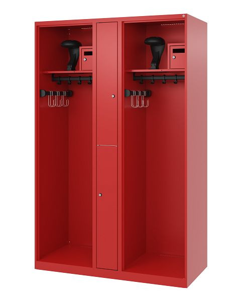 C+P Feuerwehrspind Evolo, Modell MAXI, 2 Abteile, H1850B1200T500 mm, Feuerrot, Helmhalter, 0496015-020 S10005