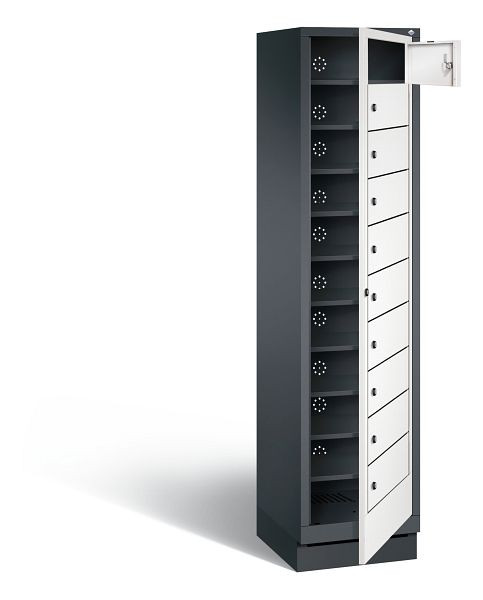 C+P Wäsche-Ausgabeschrank Evolo, H1800xB420xT500mm, Farbe: Schwarzgrau / Verkehrsweiß, 48160-110 S10130
