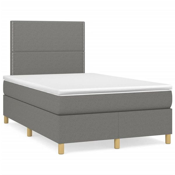 vidaXL Boxspringbett mit Matratze Dunkelgrau 120x190 cm Stoff, 3269924