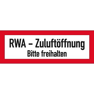 Moedel RWA-Zuluftöffnung Bitte freihalten, Alu, 297x105 mm, 94428
