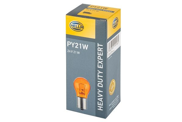 HELLA Halogen-Glühlampe, PY21W, Heavy Duty Expert, 24V, 21W, Sockelausführung Glühlampe: BAU15s, Schachtel, 8GA 006 841-251