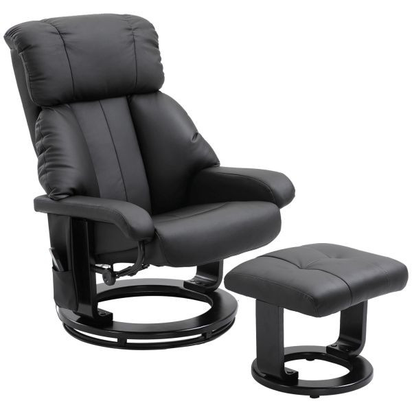 HOMCOM Relaxsessel mit Liegefunktion Massagesessel inkl. Hocker Fernsehsessel, 700-008V02BK