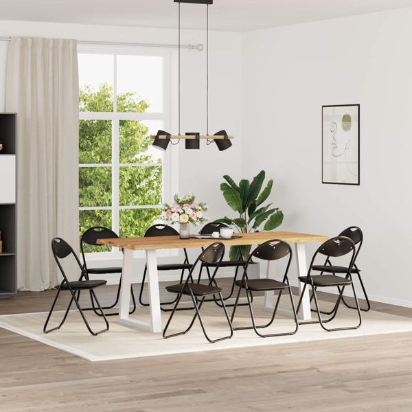 vidaXL Klappstuhl 8-teilig Schwarz 48 x 43,5 x 81 cm Kunstleder, 42029067