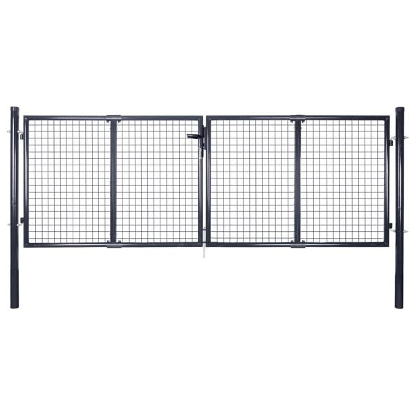 vidaXL Mesh-Gartentor Verzinkter Stahl 289 x 100 cm Grau, 143363