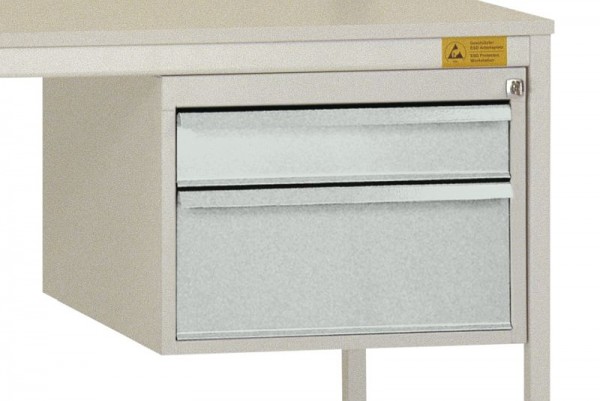 Manuflex ESD-Gehäuse-Unterbau, Nutzhöhe 300 mm mit 2 Schubfächern, Lichtgrau, LD4702.7035