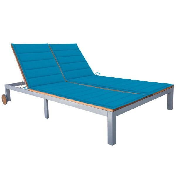 vidaXL 2-Personen-Sonnenliege mit Auflage Akazie Massivholz Stahl, 3061561
