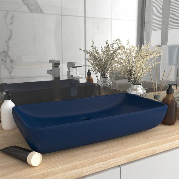 vidaXL Luxus-Waschbecken Rechteckig Matt Dunkelblau 71x38 cm Keramik, 146957