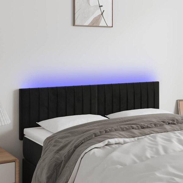 vidaXL LED Kopfteil Schwarz 144x5x78/88 cm Samt, 3121900