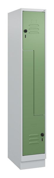 C+P Z-Spind Classic PLUS, Sockel, 2 Abteile, 1800x300x500mm, 7035/6011, Drehriegel, 0800237-102 S10006