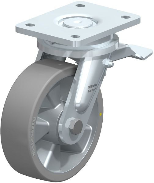 Blickle LO-ALTH 160K-ST-AS Stahlgeschweißte Schwerlast-Lenkrolle mit Feststeller, Blickle Extrathane®, Grau, 647172